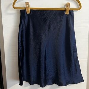 Navy Babaton Slip Satin Mini Skirt